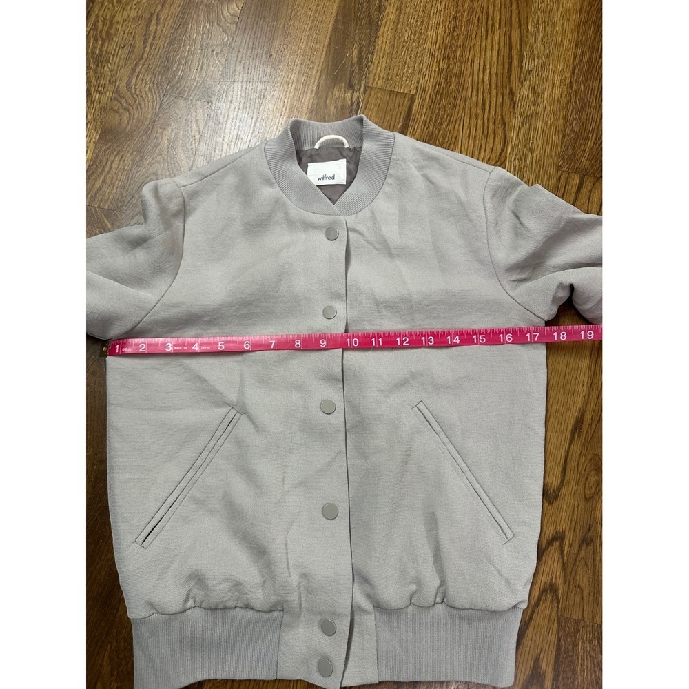 Aritzia Wilfred Bomber Jacket Button Front Neutral Beige Casual Lightweight - Picture 11 of 12
